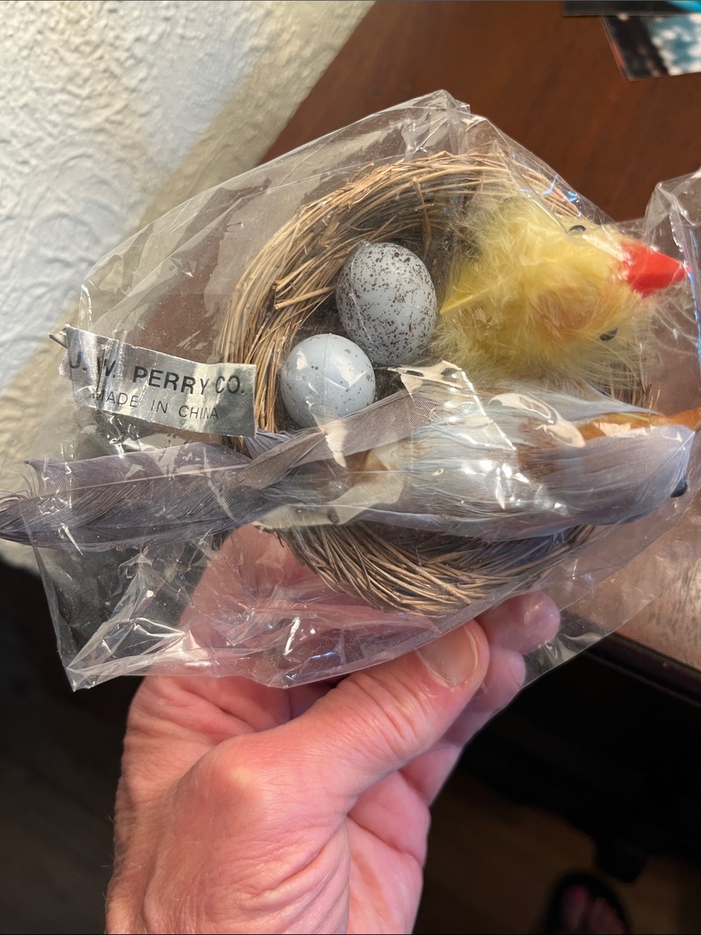 Decorative Yellow Chick Nest with Speckled Eggs